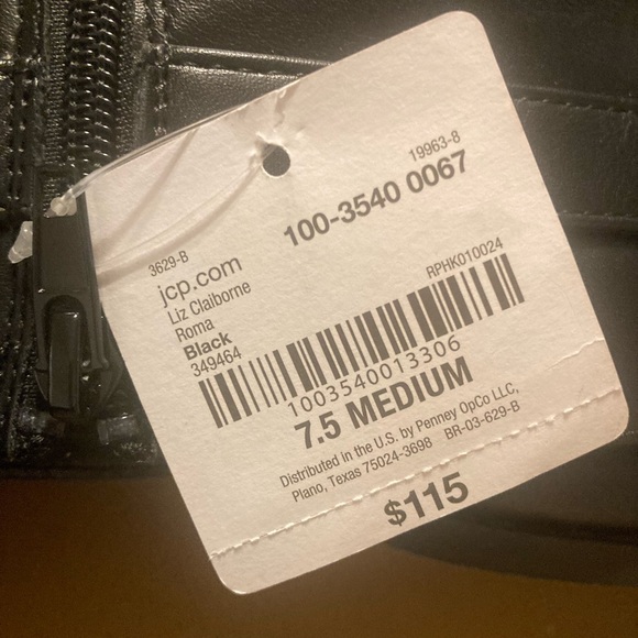 New with tags. Liz Claiborne boots. 7.5M. Black with gold accents. - Picture 9 of 11